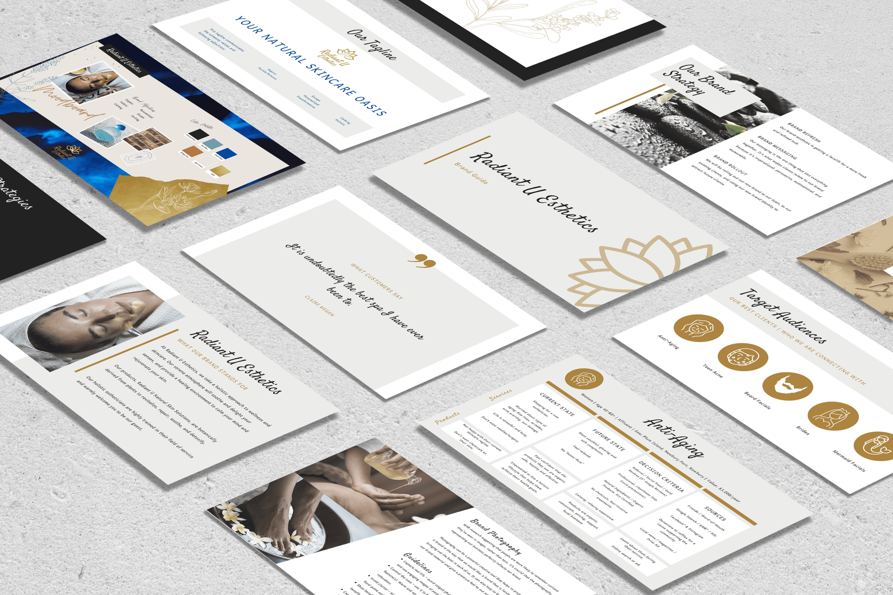 Spa branding identity guidelines for Radiant U Esthetics