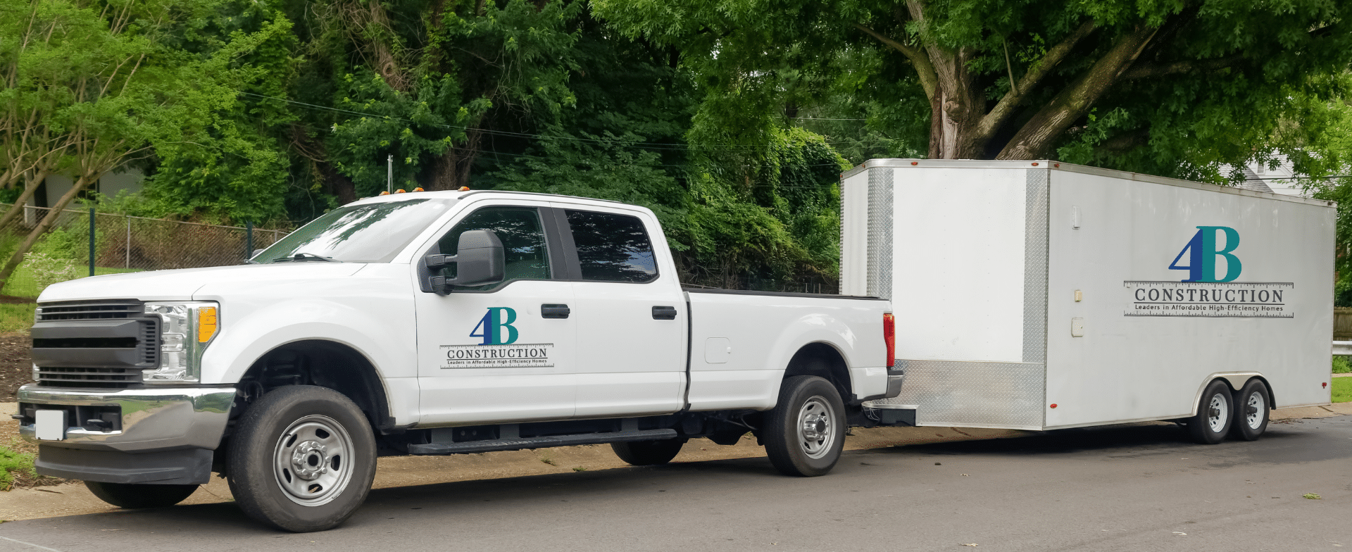 4B Construction updated logo on Truck Trailer