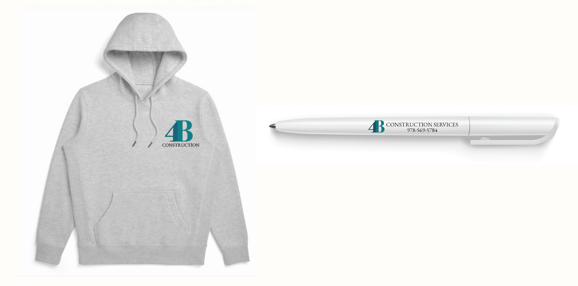 4B Construction - updated logo branded swag mockups