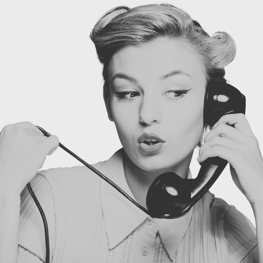 book a fit call - vintage b&w photo