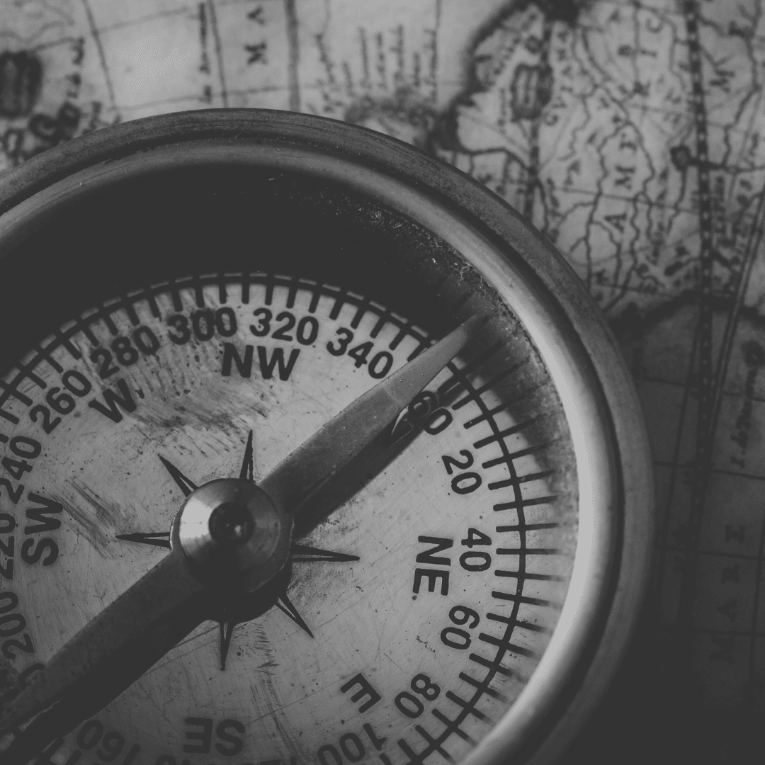 Get Your Brand Pathfinder - image of vintage compass and map
